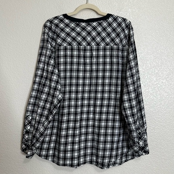 Torrid Black White Plaid Flannel Lace-Up Pockets Long Sleeves Shirt, Size 2X - Picture 5 of 11